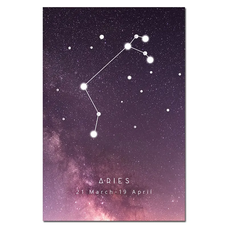 ARIES Созвездия настенное Искусство Современная Картина на холсте астрологический знак черно-белые плакаты принты скандинавские детские украшения картины - Цвет: ARIES