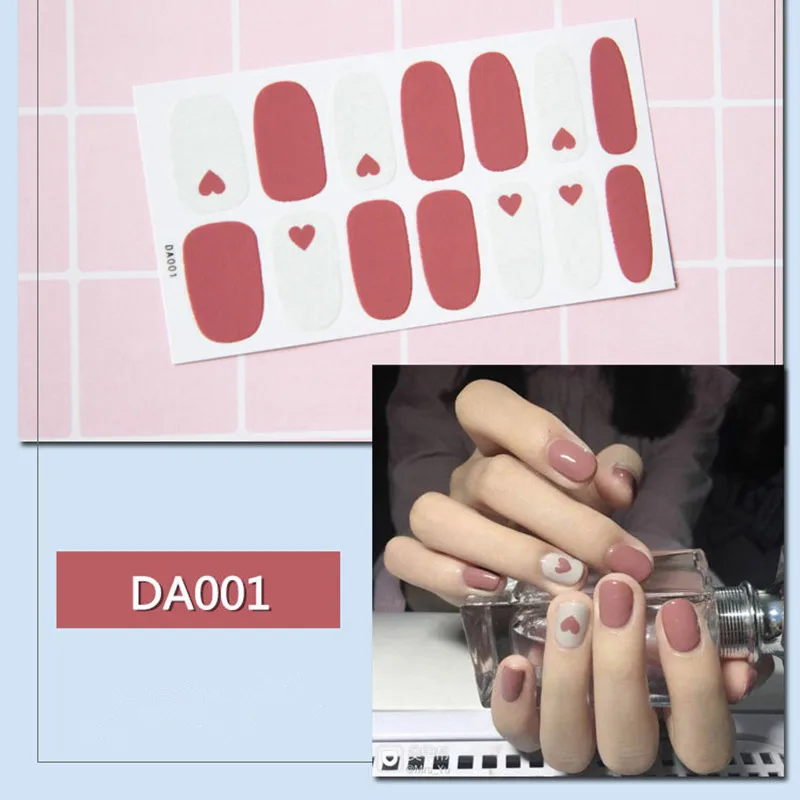 DA001 Корейская мода, сделай сам, наклейки для ногтей, красота, полное покрытие, самоклеющиеся блестящие наклейки, советы, искусство, Маникюр для ногтей, обертывания, предварительный дизайн - Цвет: DA001