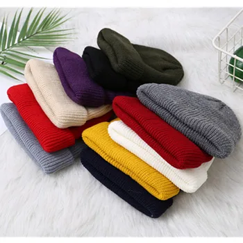 

Cute Girls Winter Warm Hat Fashion Unisex Cuffed Knit Hat Short Melon Skin Beanies Autumn Winter Solid Color Casual Beanie Hat