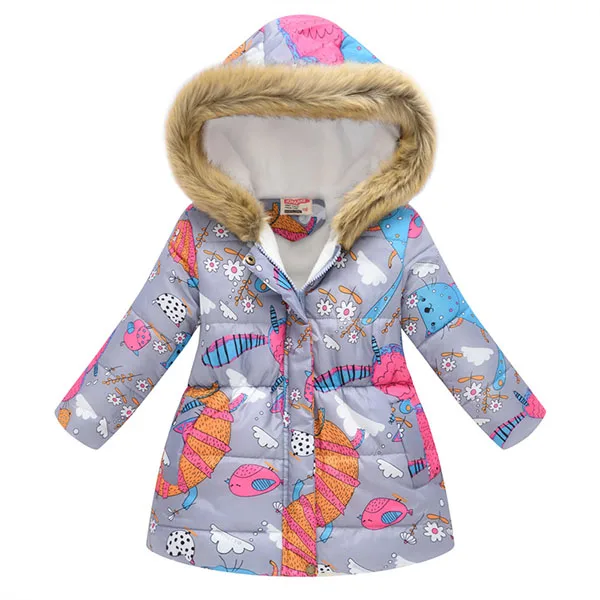 Детская куртка для девочек; коллекция года; сезон осень-зима; куртка для девочек; пальто; теплая верхняя одежда с капюшоном для малышей; пальто; Одежда для девочек; Детские Пуховые парки - Цвет: Gray15