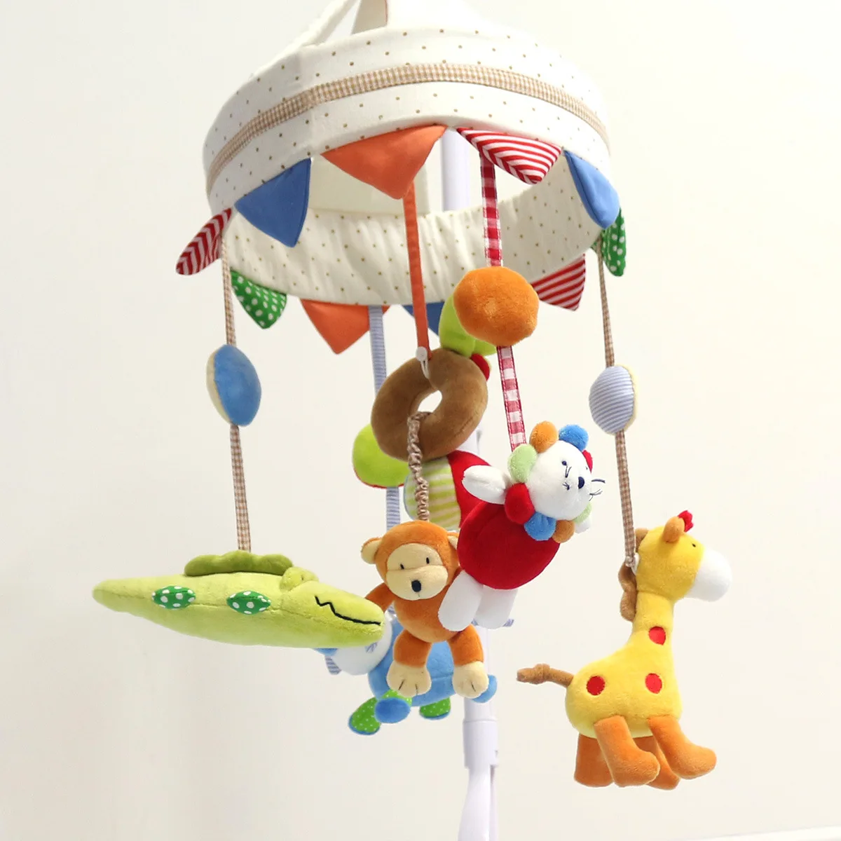 

Newborn Infant Bed Bell Pacify Toy Plush Fabric Music Rotating Rattle 0-3-6-12 Month Baby Car Hanging