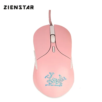 

Zienstar Pink Optical Lovely Wired USB Mouse Mice with 7Color Backlit ,3200DPI ,Silent Button for Macbook,Computer PC,Laptop