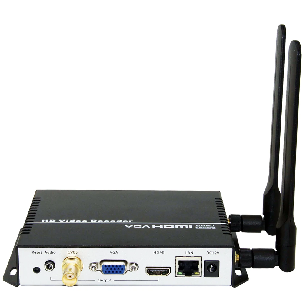 Беспроводной H.265 H.264 HDMI VGA CVBS декодер wifi HD видео IP потоковый декодер HTTP RTSP RTMP UDP HLS к HDMI VGA CVBS приемник