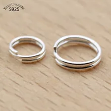 10 шт. Настоящее чистое твердое 925 пробы Серебряное кольцо с двойным открыванием кольцо для изготовления ключей цепь Ювелирная фурнитура Аксессуары