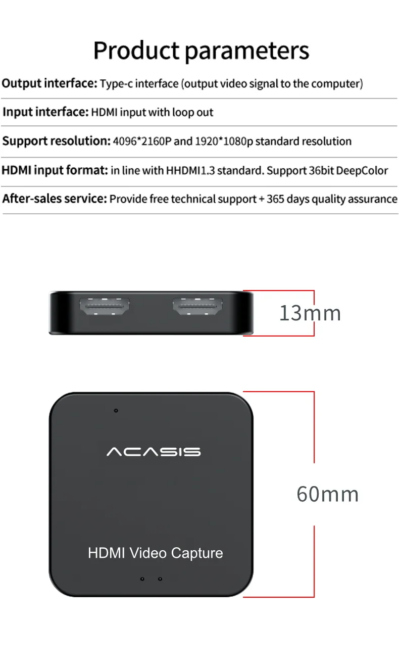 ACASIS 4K HDMI Video Record Box for PS4 Game DVD Camcorder HD Camera Recording Live Streaming