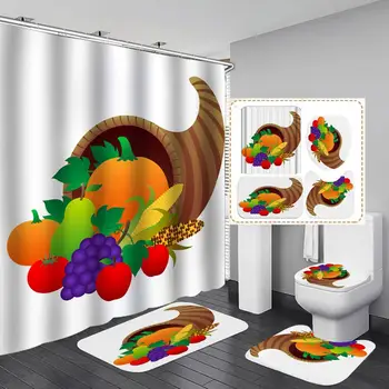 

Shower Curtain, Bathroom Curtains Accessories-Fuit,Grapes,Corn,Pear,Apple,Tomato,Vegetables,Kid's Favorite Decorations