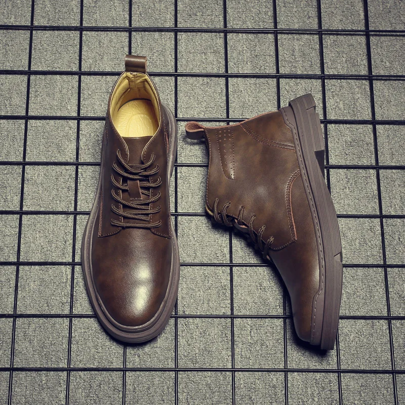 Yomior/Высококачественная Мужская обувь из натуральной кожи; сезон весна-зима; повседневные ботильоны; уличные рабочие зимние ботинки; классическая обувь на шнуровке