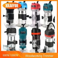 800W/1000W 30000/32000rpm Woodworking Electric Trimmer Wood Milling Engraving Slotting Trimming Machine Hand Carving Wood Router
