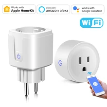 

Apple Homekit WiFi Smart Switch EU/US 16A Power Socket Wall Outlet Plug Siri Voice Remote Control Works With Alexa/Google Home