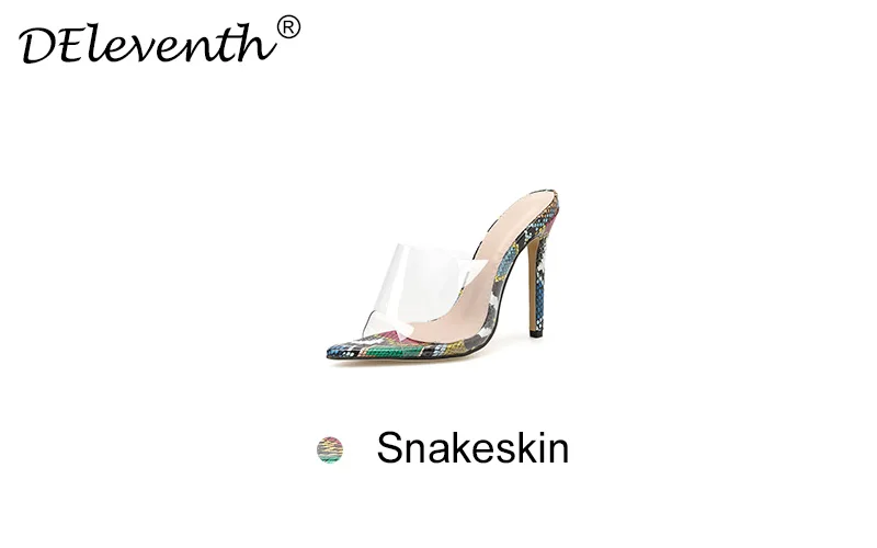 Deleventh moda mujer Sandalias Stiletto tacones punta abierta verano zapatos de piel de serpiente para mujeres sevienoras tacones