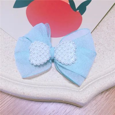 2Pcs Korean Pearl Bow 10cm Handmade DIY Decoration Craft Kwaii Sewing For Bogs Garment Hair Accessories Wedding Decor - Цвет: blue