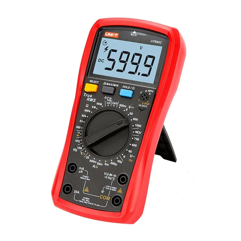 Goede UNI T UT890C UT890D + Digitale Multimeter True RMS Spanning Stroom AC DC NCV hFE Ampèremeter Weerstand Diode Temperatuur Tester