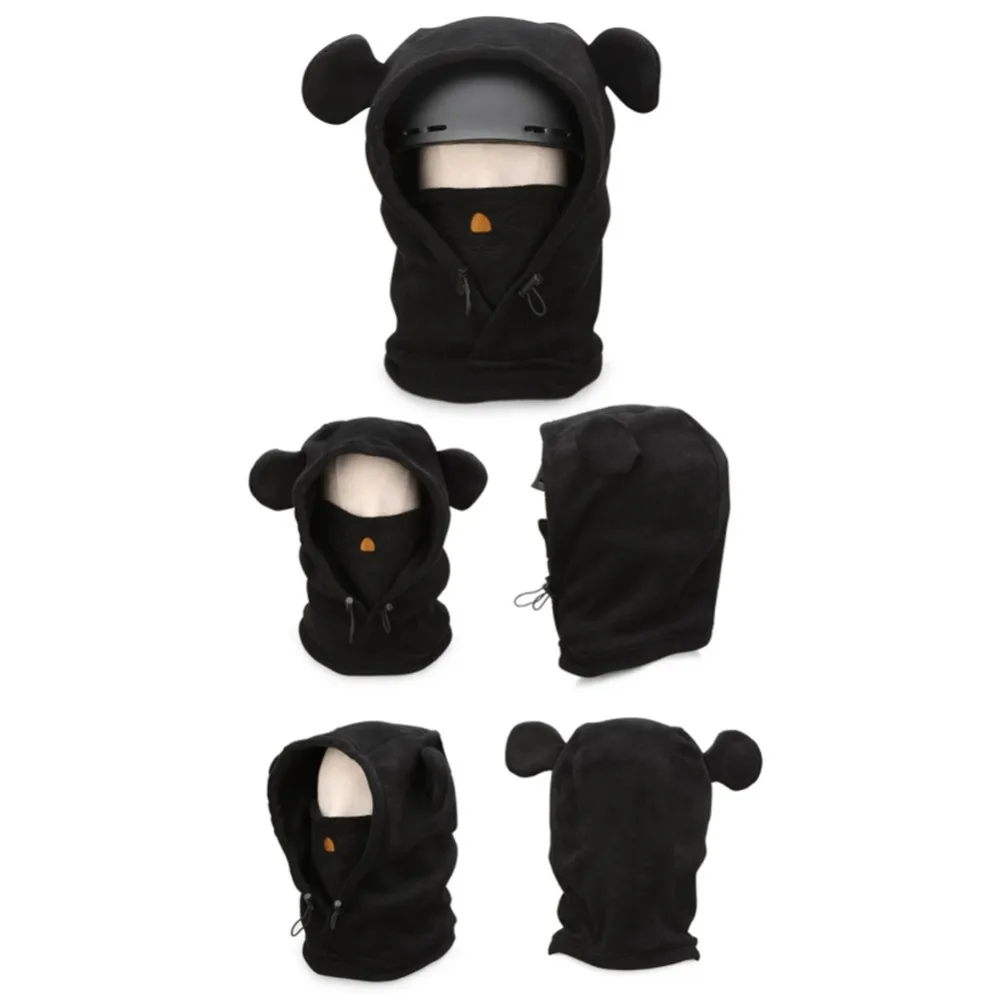 Adorable Skiing Headgear Cartoon Animal Pattern Full Face Thermal Outdoor Protective Balaclava Hood Ski Cycling Mask Helmet