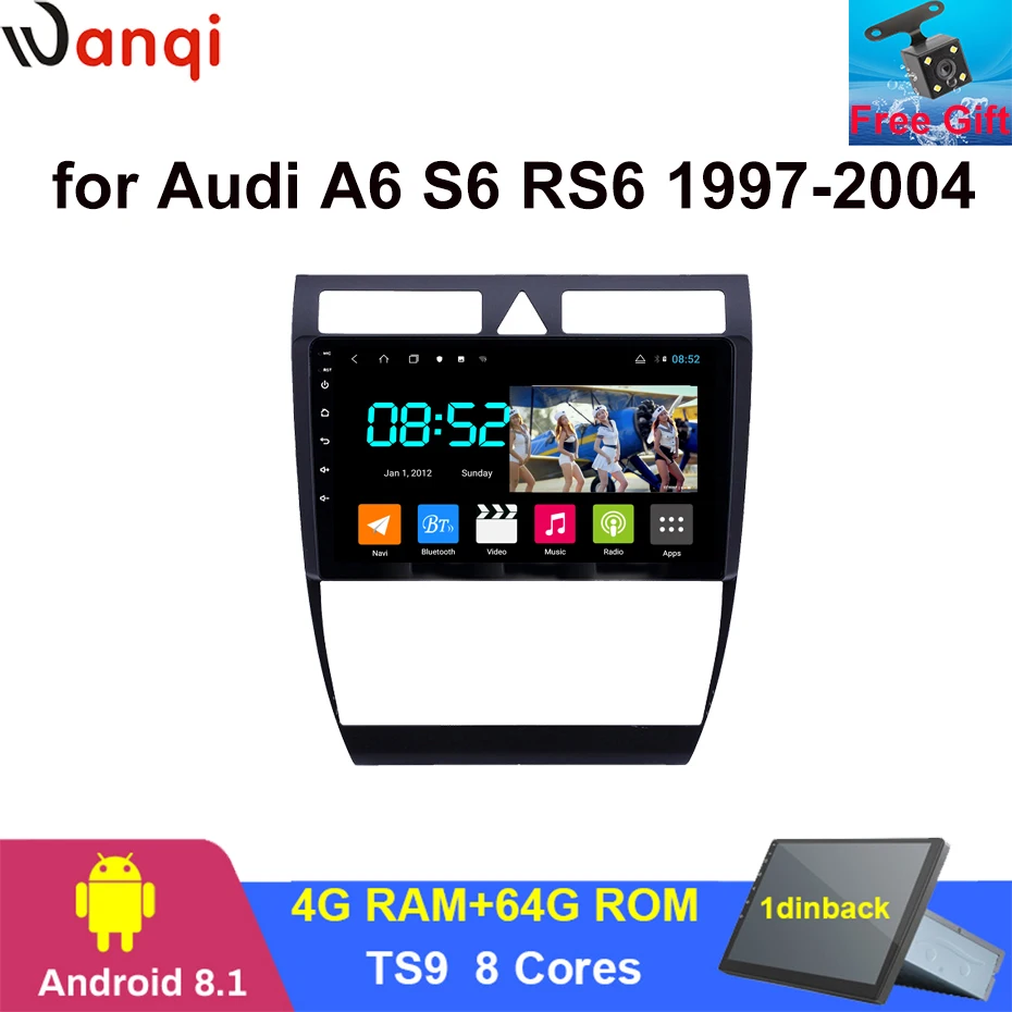Android 8,1 автомобильный DVD 1din мультимедийная Navi система для Audi A6 S6 RS6 1997-2004 Автомобильный gps навигатор стерео головное устройство BT SWC wifi