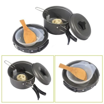 

1 Set Outdoor Camping Pots Cookware Kit Portable Combination Outdoor Cooking Picnic Bowl Tableware Pot Frying Pan Cookware Kit