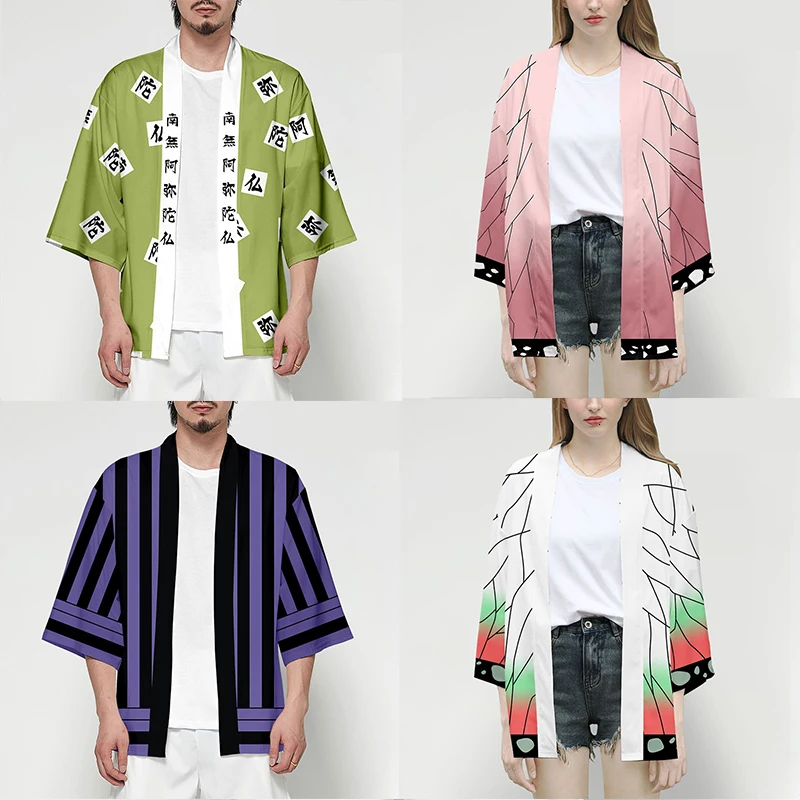 Anime Demon Slayer Kimetsu No Yaiba Tanjiro Kamado Nezuko Cosplay Costume Women Kimono Jackets Halloween Costumes For Men CS027