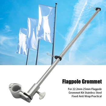 

For 22.2mm 25mm Flagpole Grommet Kit Stainless Steel Fixed Anti Wrap Practical Rotating Rings Clip Flagpole Grommet Kit