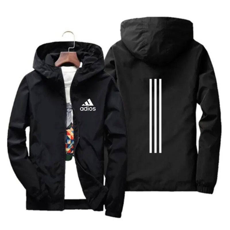 Men's hooded windbreaker jacket, outerwear, oversized, zippered, thin style, brand, new series, spring and autumn 2021