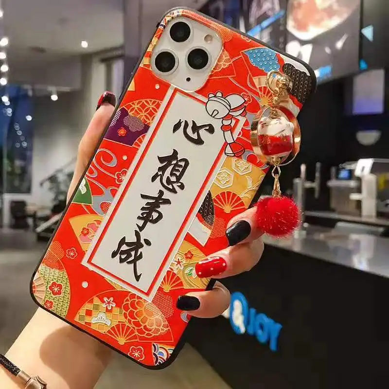 Чехол для iPhone 11 pro Max Lucky Cat, милая задняя крышка для iPhone 11 X XS Max XR 6 7 8plus Maneki Neko Shell+ подвеска - Цвет: As shown in