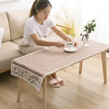 

70x180CM Decorative Flax Tablecloth With Pocket Thicken Rectangular Wedding Dining Table Cover Tea Table Cloth Home Decor