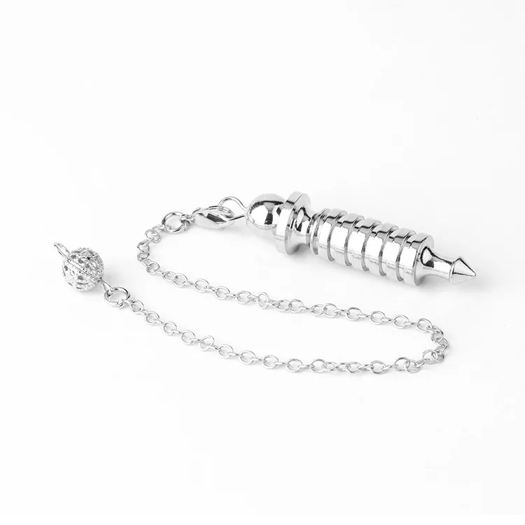 Silver Металлический маятниковый заживляющий коварный шарик со спиралью медный маятник цепи Подвеска Шарм Wicca ювелирные изделия рейки - Окраска металла: Silver