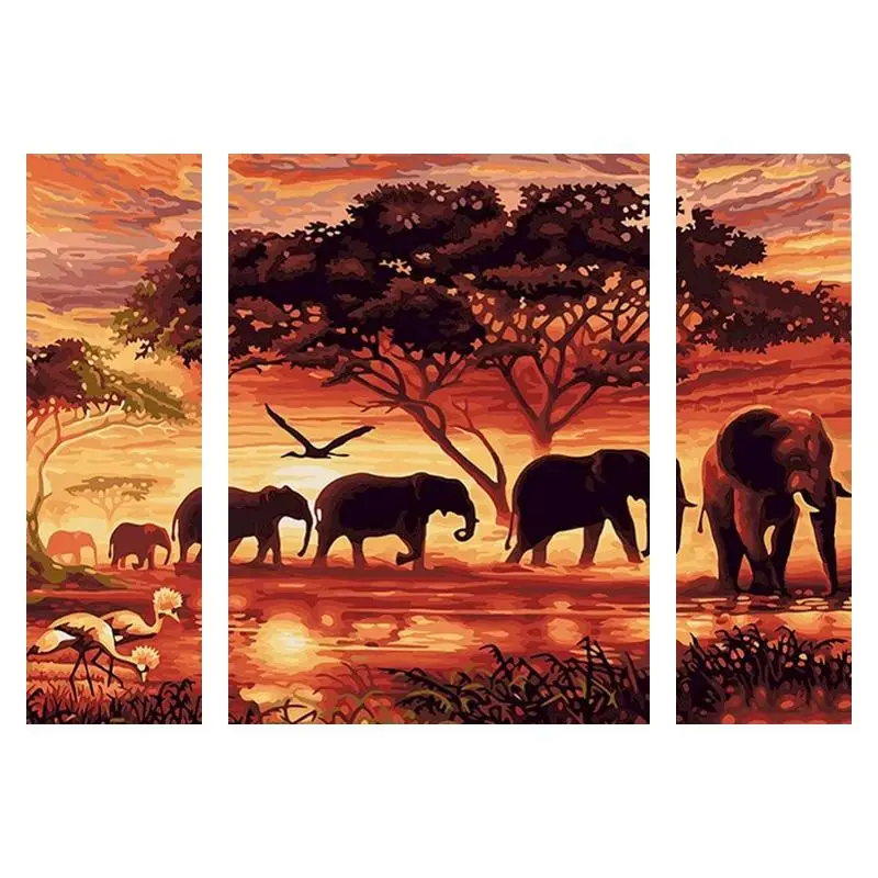 GATYZTORY3pcsetDIYFramePaintByNumbersSceneryWallArtPicture