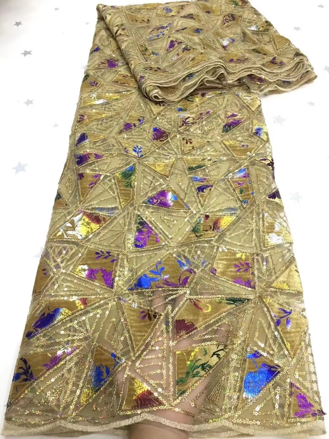 

African Velvet Lace Fabric 2020 High Quality Lace French Velvet Mesh Lace Fabrics Latest African Sequins dress