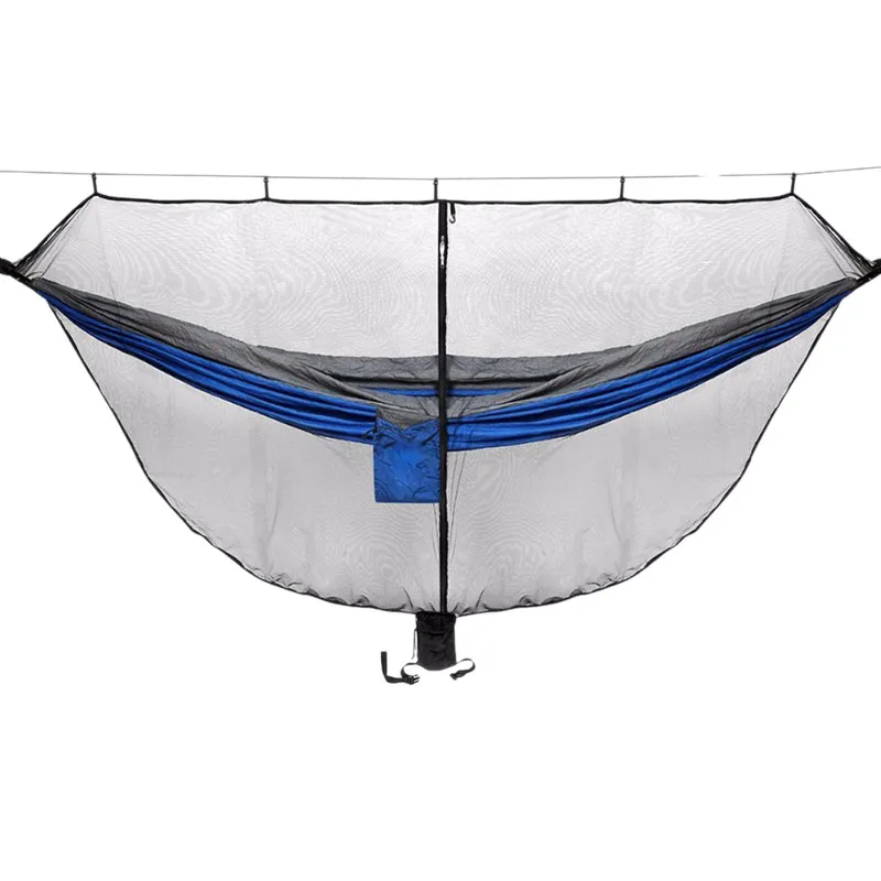 

New-Camping Hammock With Mosquito Net Double Portable Sleeping Bed For Garden Hunting Travel With 2x Straps 2x Carabiner