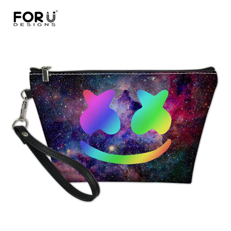 FORUDESIGNS Galaxy смайлик Макияж сумка для женщин, девушек, детей путешествия кожаная косметичка клатч кошелек для хранения монет - Цвет: L5536Z8