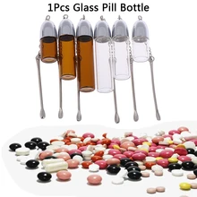 36 мм/57 мм/72 мм стеклянная бутылка для снортера, коробка для таблеток с металлической ложкой, контейнер для хранения, диспенсер для таблеток, чехол для таблеток