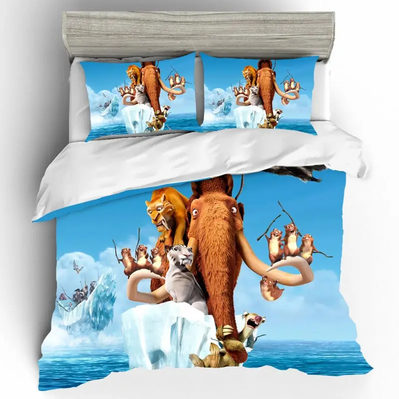 

Set Cartoon Animal King Size Bedding Mammoth Home Textile Custom Duvet Cover Bed Sheets And Pillowcase Set Dropshipping For Kids