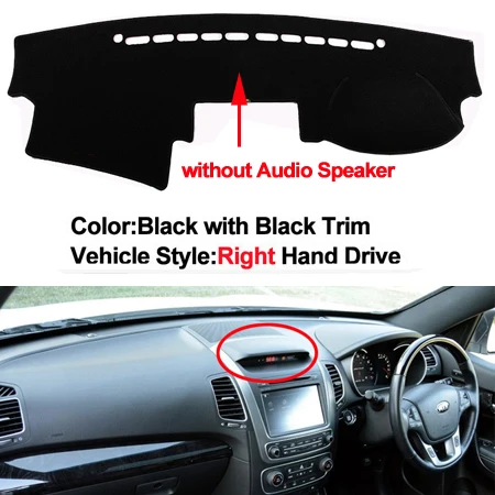 RHD-Black-No-Speaker Авто внутренняя панель приборов покрытие тире коврик накидка ковер Dashmat подушка 2 слоя для Kia Sorento 2013 LHD RHD - Название цвета: RHD-Black-No-Speaker