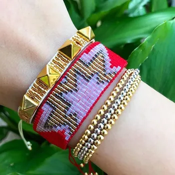 

Go2boho MIYUKI Bracelet For Women Handmade Gold Rivet Bracelet Punk Jewelry Pulseras Mujer Moda Tassel Instagram Fashion Gift