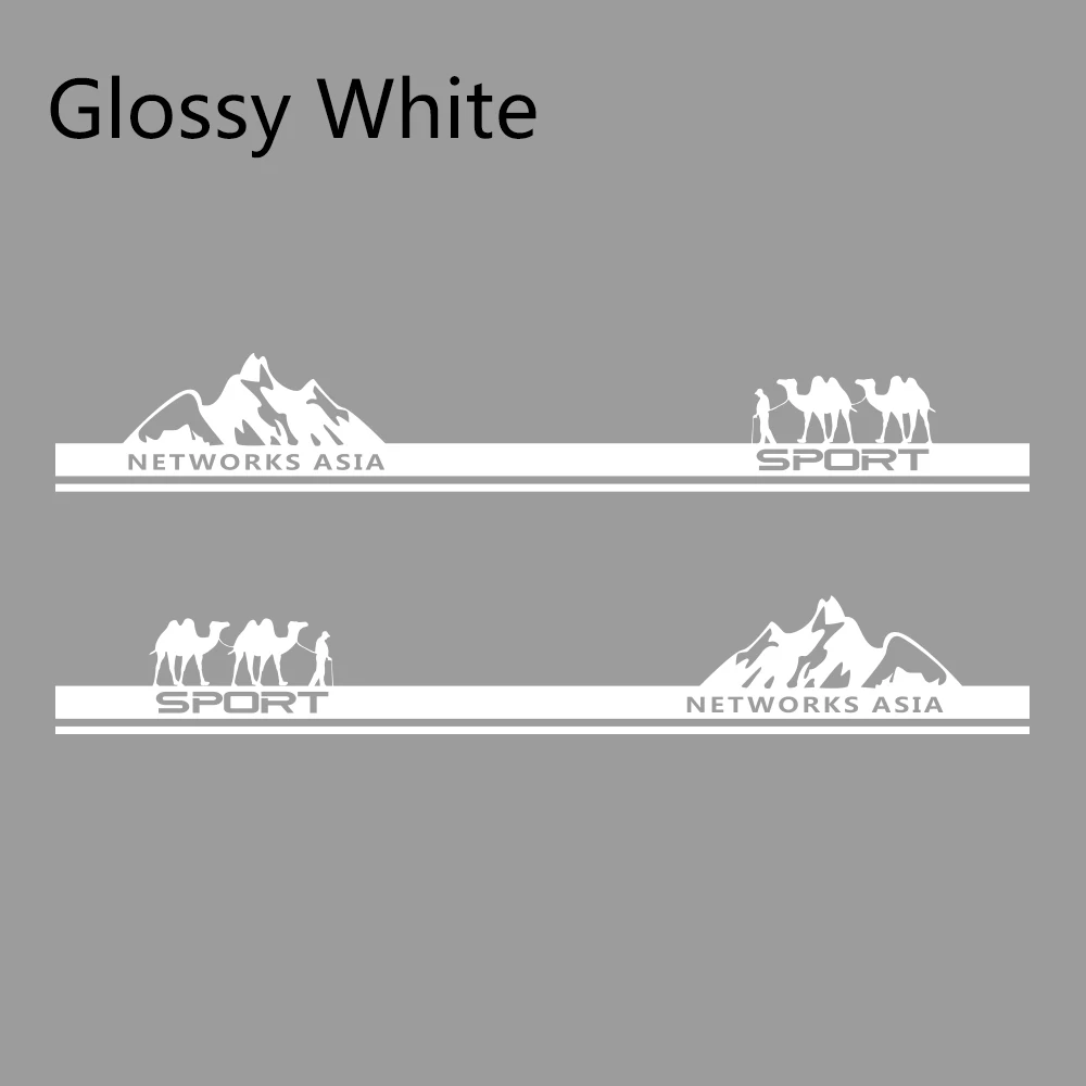 Glossy White 2 шт. сети Азии автомобиля боковой двери графика верблюд виниловые наклейки для Volvo S60 XC90 V40 V50 V60 S60 S90 V90 XC60 XC40 аксессуары - Название цвета: Glossy White
