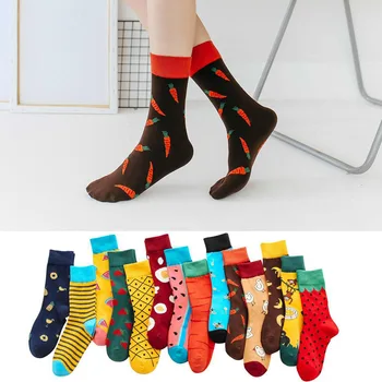 

Women Socks Funny Cartoon Fruit Cherry Peach Girls Kawaii Socks monkey bee chick animal Embroidery Harajuku skateboard Socks