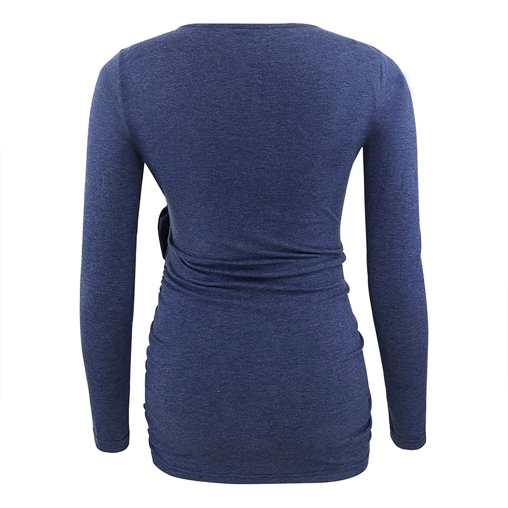 Winter Women T Shirt Nursing Top Solid Colour Breastfeeding Shirt Long Sleeve Maternity Clothes Casual Pregnant Clothes D30