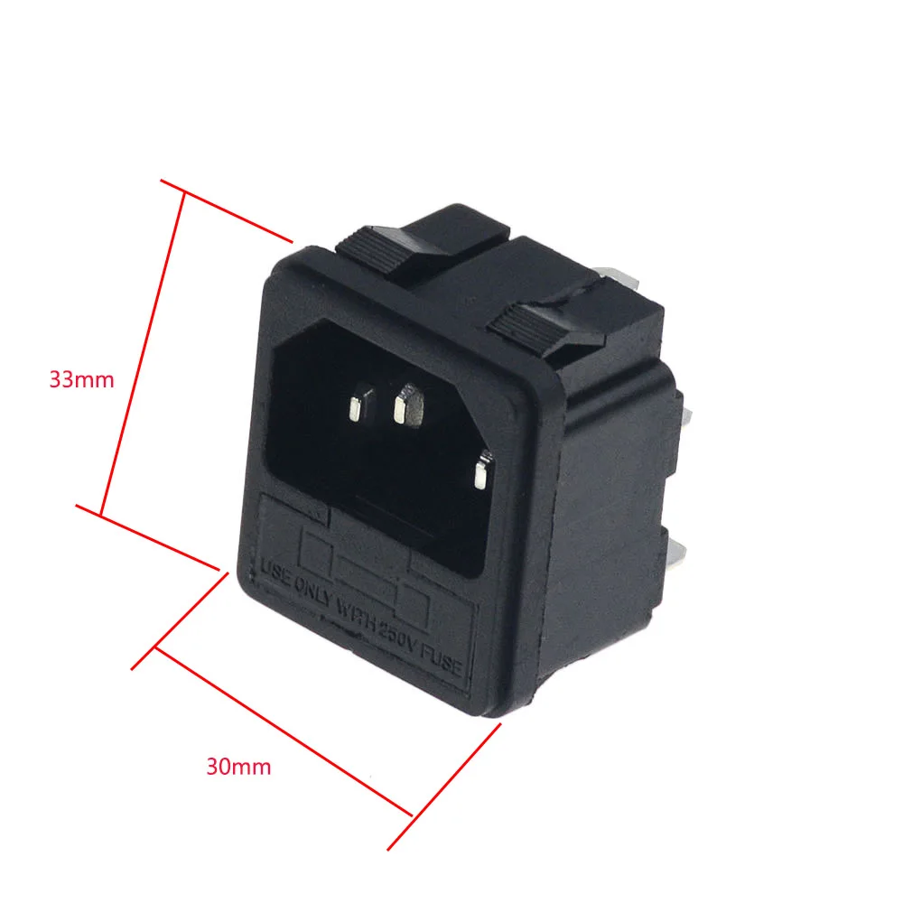 1 шт. AC 250 В 10A панельный 3 Pin IEC 60320 C14 на входе штекер питания с держателем предохранителя - Цвет: Earless