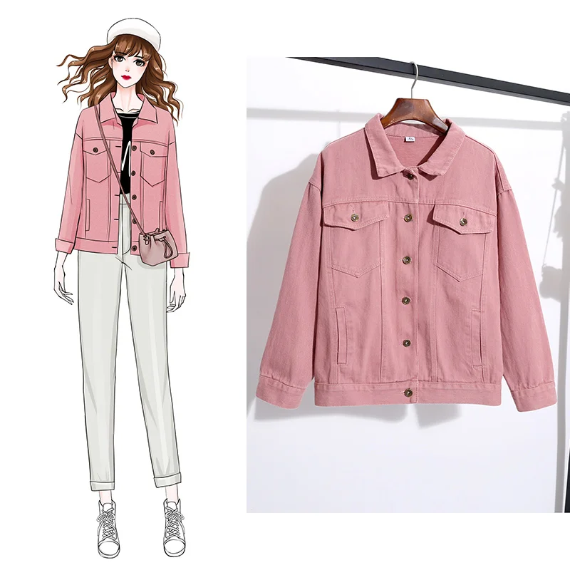 

2019 Autumn Women Button Pink Jacket long sleeve Pockets Jackets Chic Basic Coat chaqueta mujer casaco
