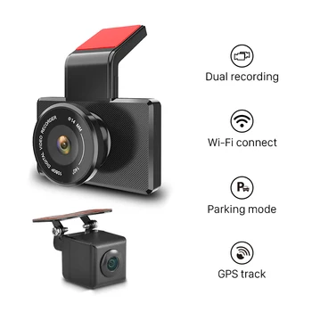 

1080P HD Dash Cam WIFI GPS coordinates Night Vision Parking Monitor Rear 720P