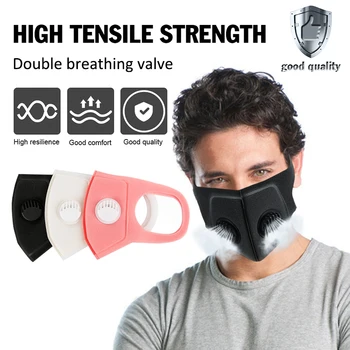 

Anti-Pollution Dust-proof Masks Polyurethane Double Laminated Face Shield With Double Breathing Valves Outdoor Training Masks