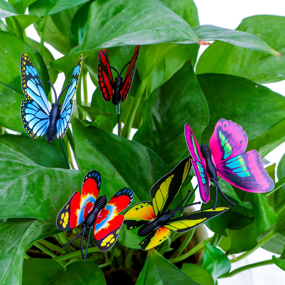 Waterproof Butterfly Garden Yard Planter Butterfly Flower Arrangement  Colorful Butterfly Outdoor Decor Flower Pots Decoration