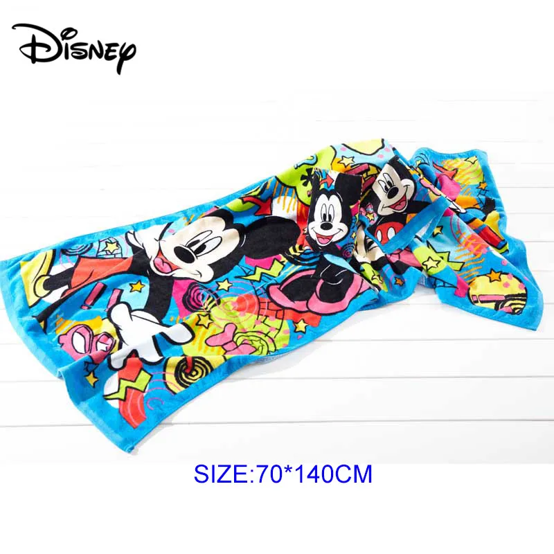 Disney 70*140 см милые Микки детские антибактериальные хлопковые полотенца мягкие водопоглощающие Дышащие Детские взрослый пляжное полотенце одеяло