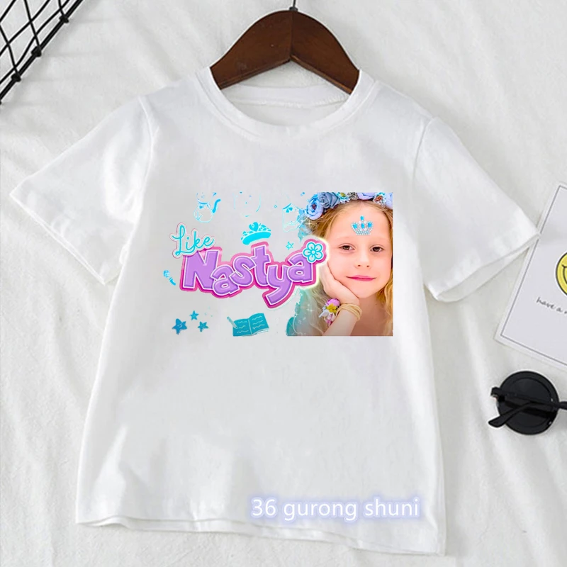 Rainbow Unicorn Like Nastya Graphic Print Tshirt Girls Kawaii Kids Clothes White Short Sleeve T-Shirt Harajuku Shirt Streetwear 4