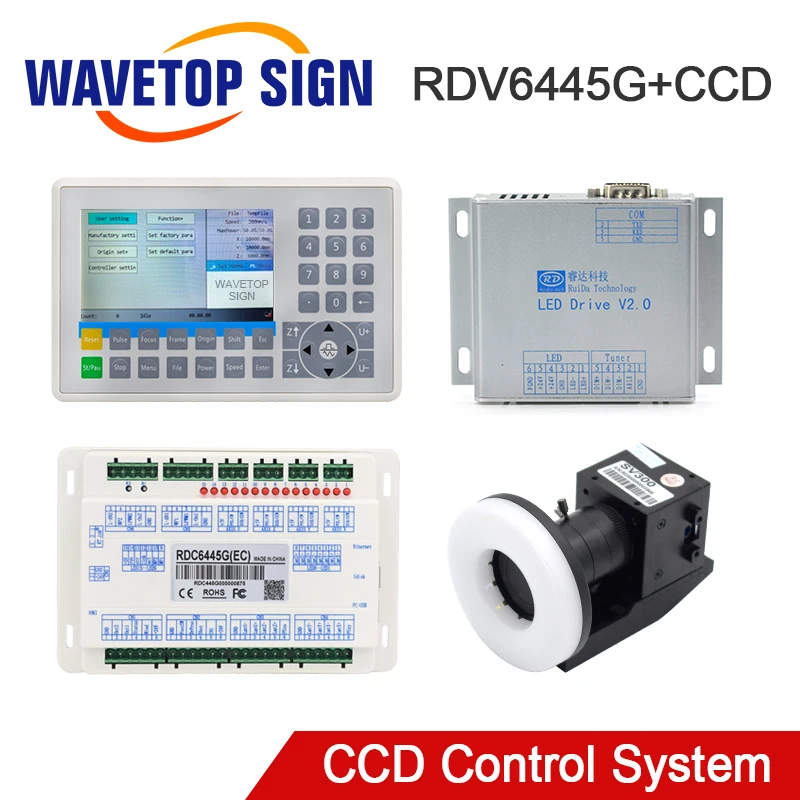 WaveTopSign Ruida RDV6445G CCD визуальный Co2 лазерный контроллер системы использовать для лазерная резка, гравировальный станок