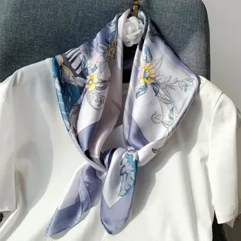 

2020 Nieuwe Bloemen Vrouwen Hals Haar Sjaal Foulard Hoofdband Print 70Cm Vierkante Halsdoek Office Lady Bandana Sjaals Wraps