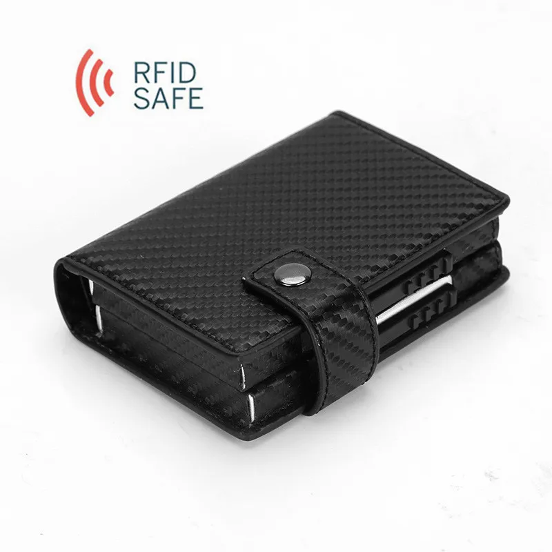 

2019 Fashion Mini Wallet Credit Card Holder Aluminum Alloy Anti-Theft RFID Protection Bank Card Case Dual Metal Box Card Bag