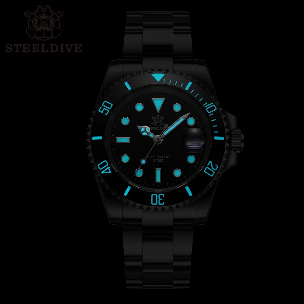 STEELDIVE-SD1953 para hombre, reloj automático de acero inoxidable, esfera bicolor, NH35, resistente al agua hasta 300M, cristal de zafiro, novedad