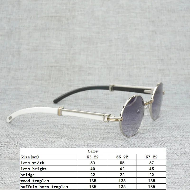 Мужские и женские круглые солнцезащитные очки из натурального черного белого