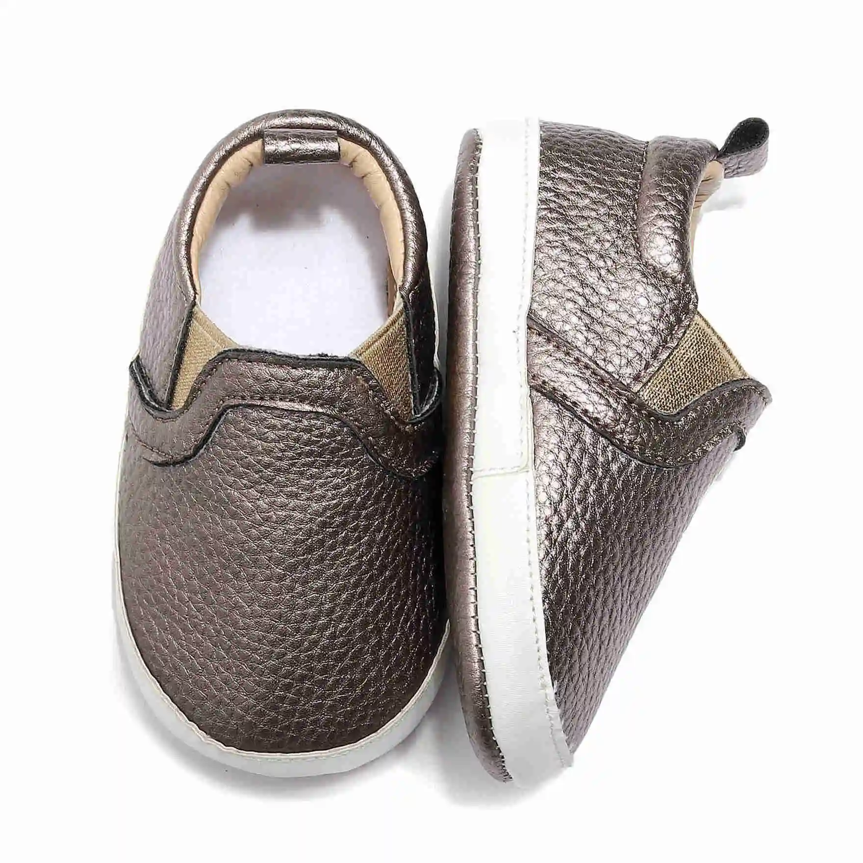 Baby Girls Boys Fashion Moccasins PU Leather Solid Slip-on Baby Crib Shoes Newborn Toddler Soft Sole Shoes 7Colors Flat Shoes - Цвет: Серый