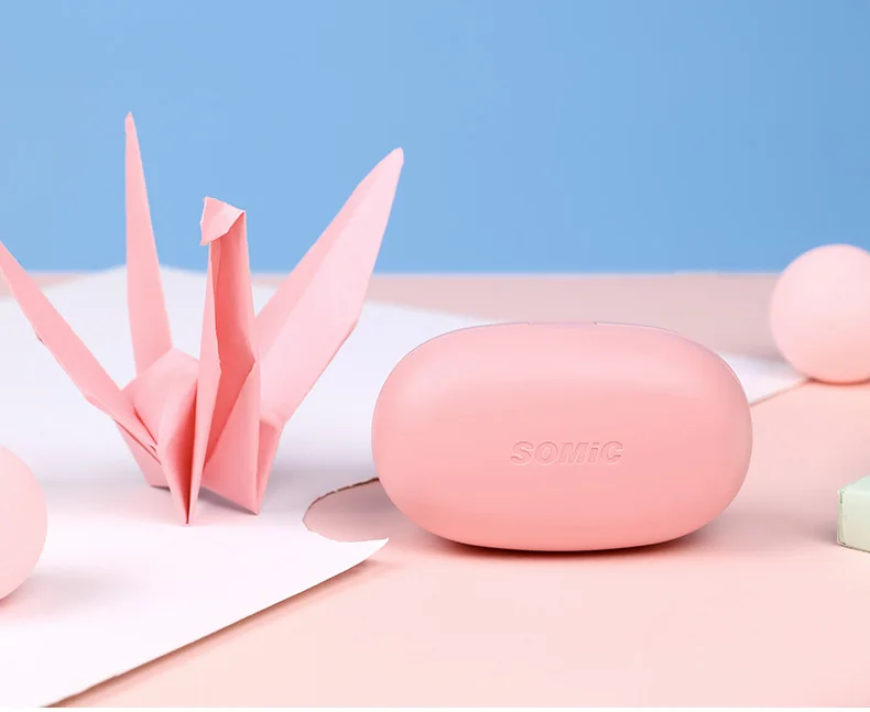 Somic W10 розовый TWS истинные беспроводные наушники Bluetooth 5,0 гарнитура LDS антенна пара сенсорное управление вкладыши шумоподавление Inear Mic